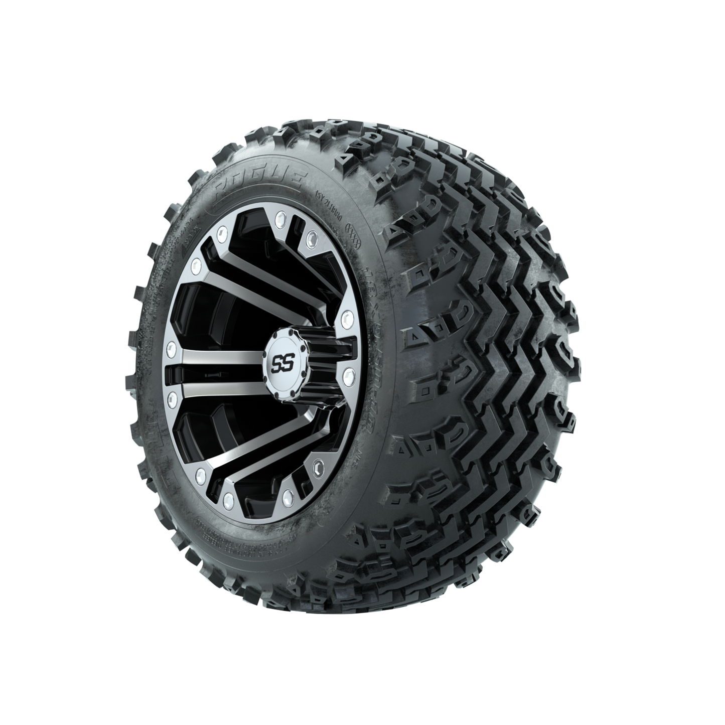 GTW Specter Machined/Black 10 in Wheels with 18x9.50-10 Rogue All Terrain Tires Full Set