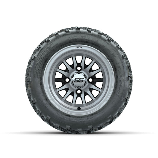 GTW Medusa Machined/Black 10 in Wheels with 18x9.50-10 Rogue All Terrain Tires Full Set