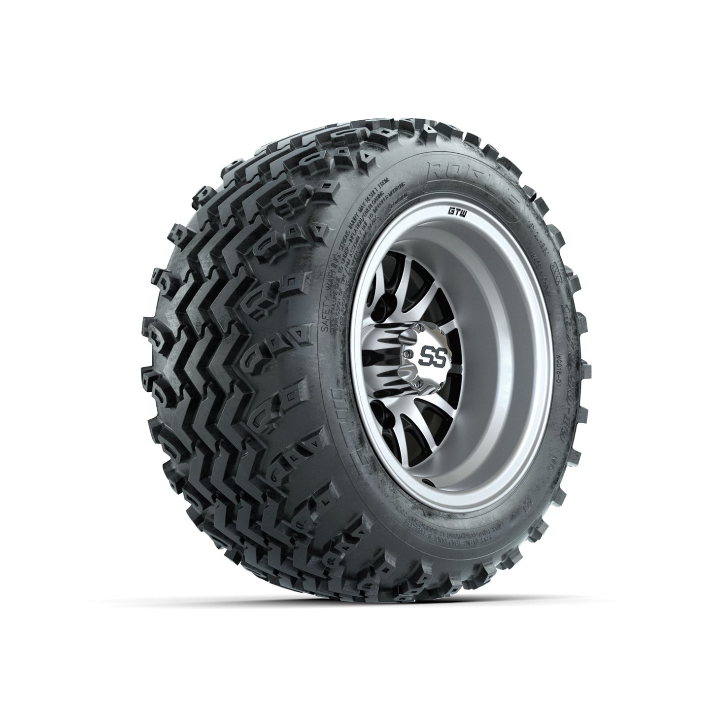 GTW Medusa Machined/Black 10 in Wheels with 18x9.50-10 Rogue All Terrain Tires Full Set