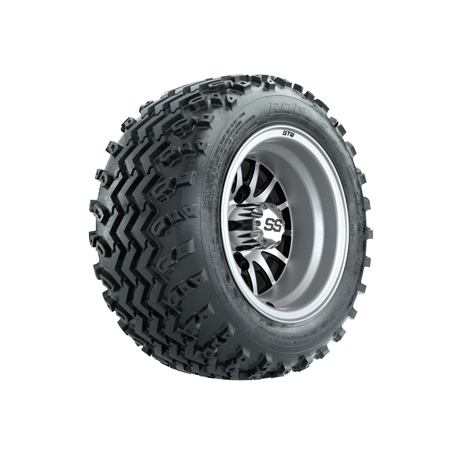 GTW Medusa Machined/Black 10 in Wheels with 18x9.50-10 Rogue All Terrain Tires Full Set