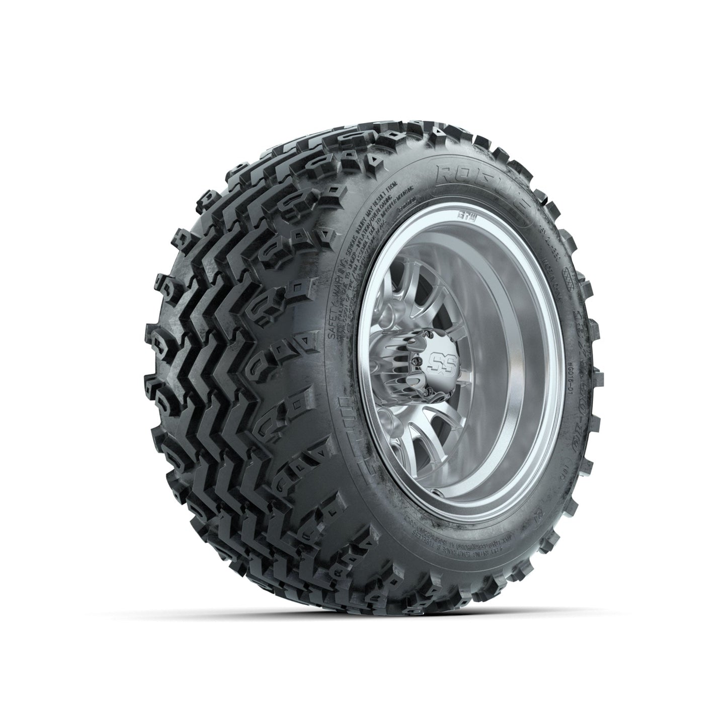 GTW Medusa Machined/Silver 10 in Wheels with 18x9.50-10 Rogue All Terrain Tires Full Set