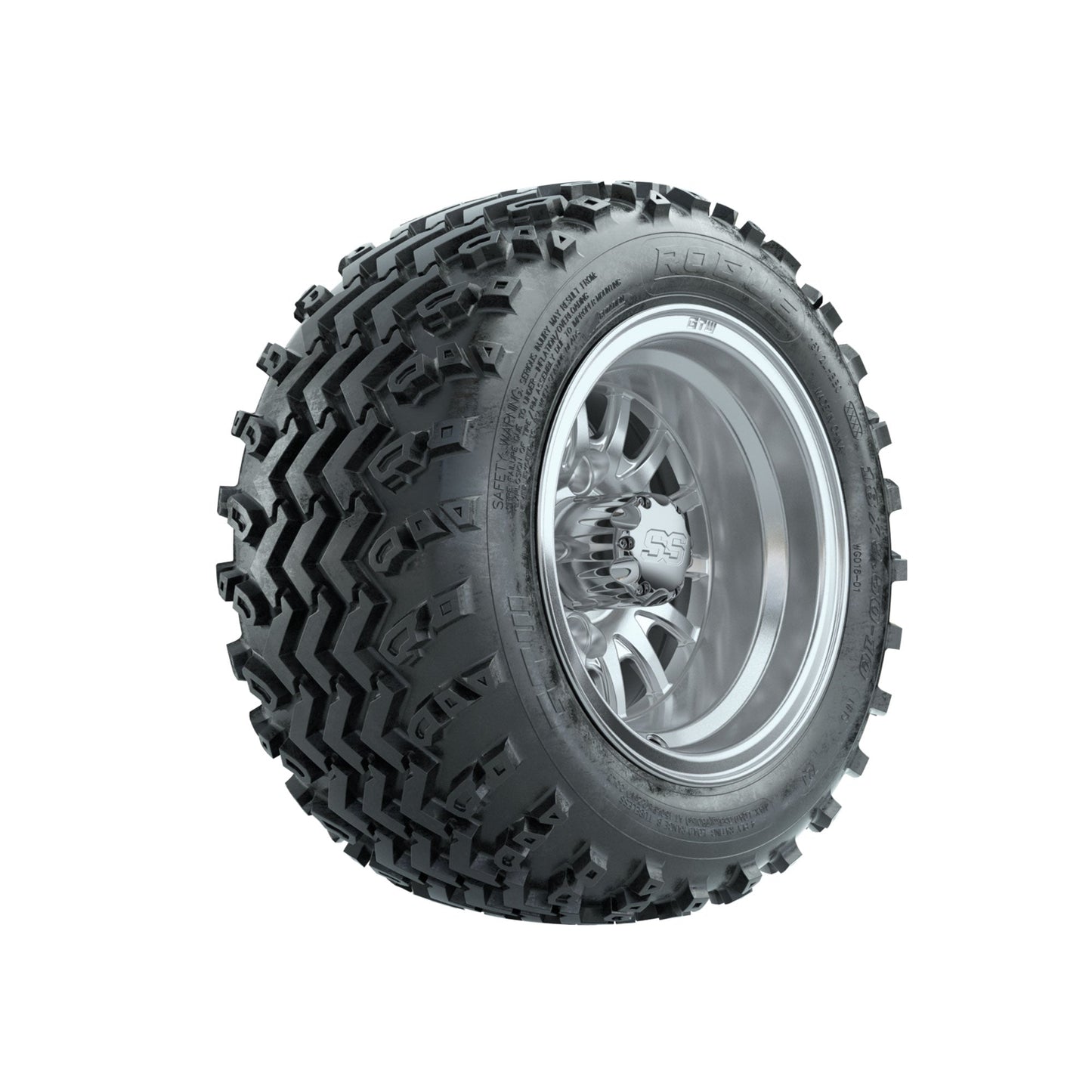GTW Medusa Machined/Silver 10 in Wheels with 18x9.50-10 Rogue All Terrain Tires Full Set