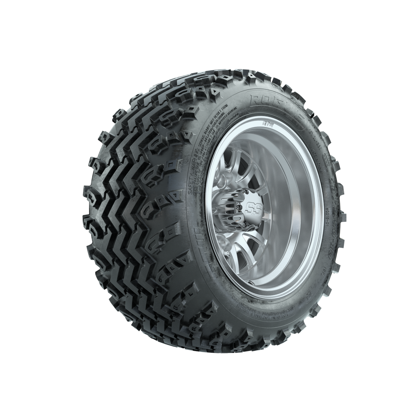 GTW Medusa Machined/Silver 10 in Wheels with 18x9.50-10 Rogue All Terrain Tires Full Set