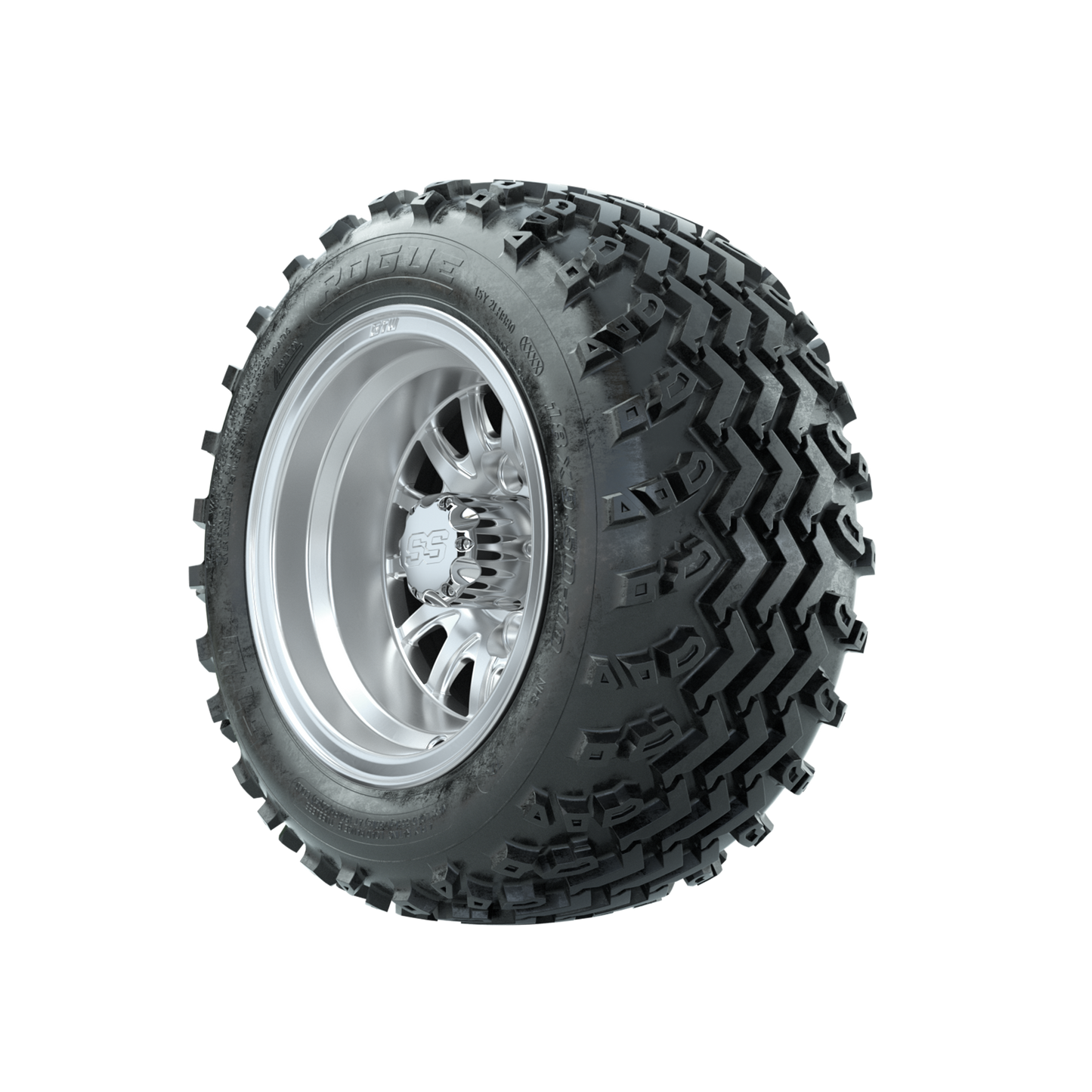 GTW Medusa Machined/Silver 10 in Wheels with 18x9.50-10 Rogue All Terrain Tires Full Set