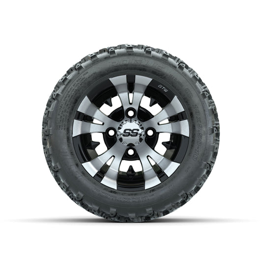 GTW Vampire Machined/Black 10 in Wheels with 18x9.50-10 Rogue All Terrain Tires Full Set