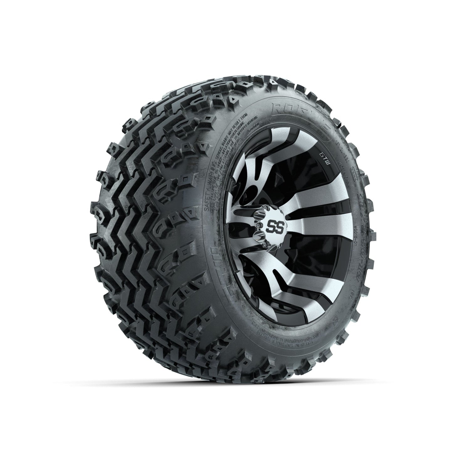 GTW Vampire Machined/Black 10 in Wheels with 18x9.50-10 Rogue All Terrain Tires Full Set