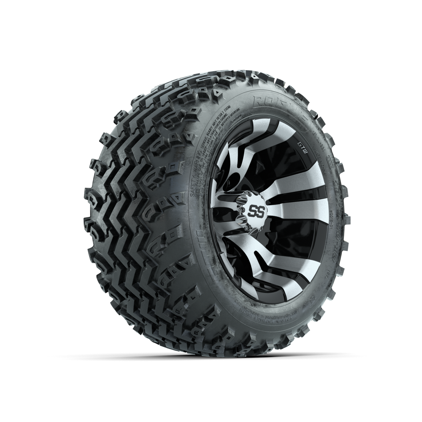 GTW Vampire Machined/Black 10 in Wheels with 18x9.50-10 Rogue All Terrain Tires Full Set