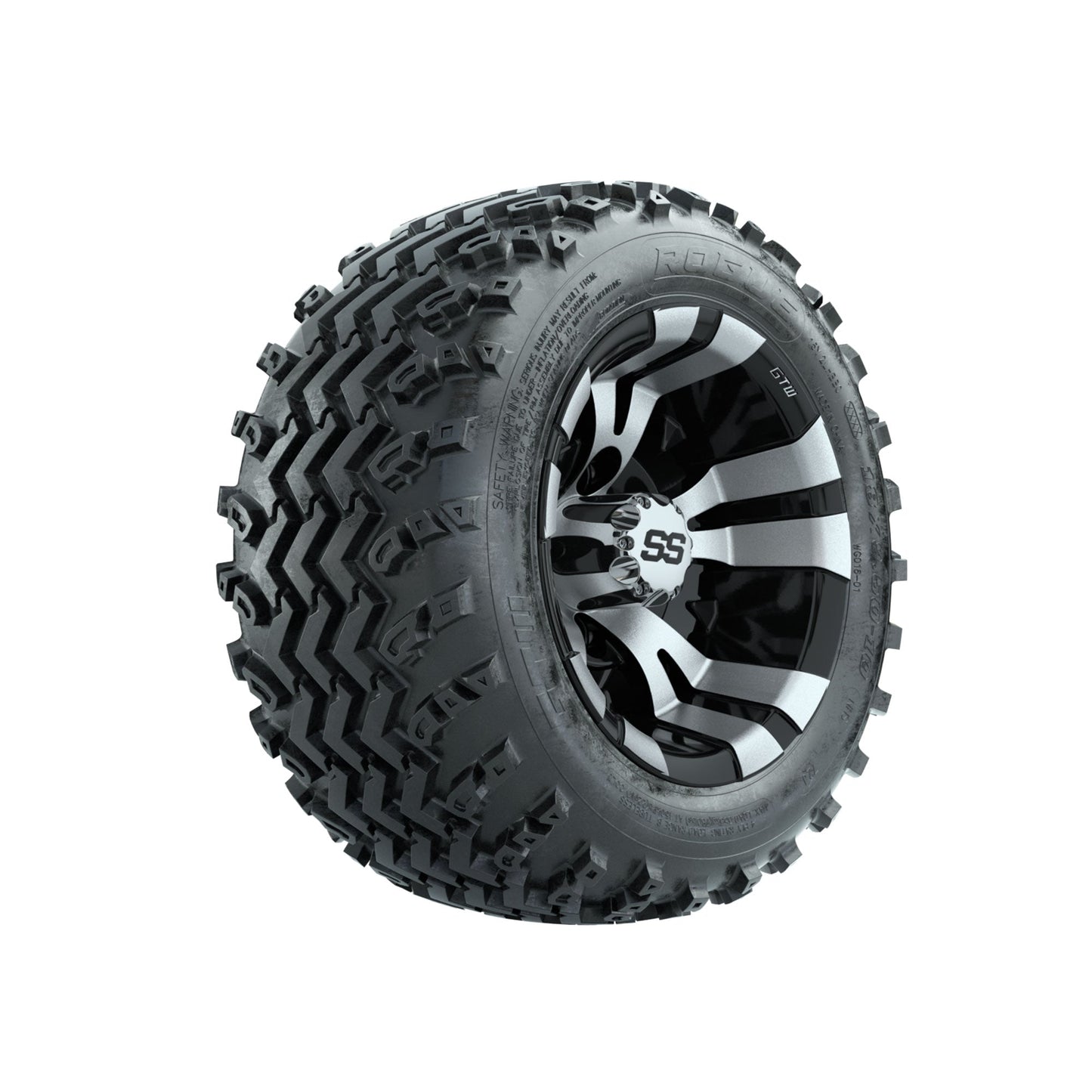 GTW Vampire Machined/Black 10 in Wheels with 18x9.50-10 Rogue All Terrain Tires Full Set