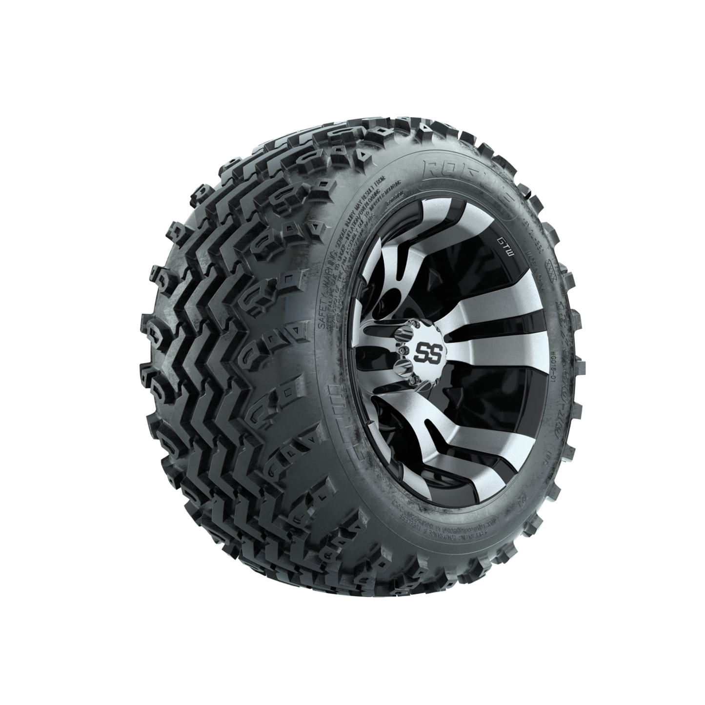 GTW Vampire Machined/Black 10 in Wheels with 18x9.50-10 Rogue All Terrain Tires Full Set