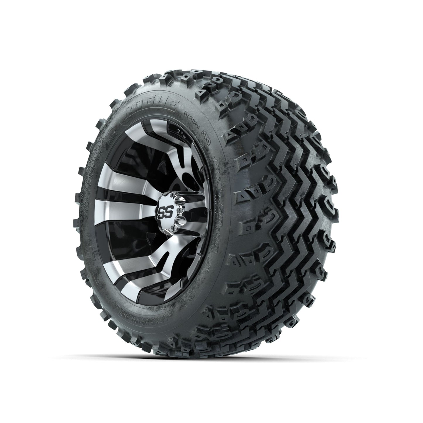 GTW Vampire Machined/Black 10 in Wheels with 18x9.50-10 Rogue All Terrain Tires Full Set