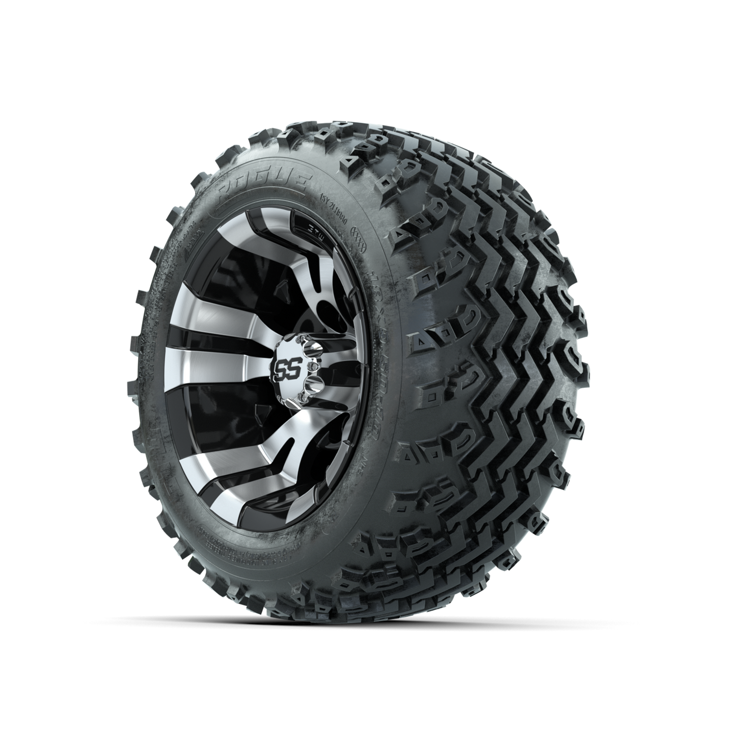 GTW Vampire Machined/Black 10 in Wheels with 18x9.50-10 Rogue All Terrain Tires Full Set