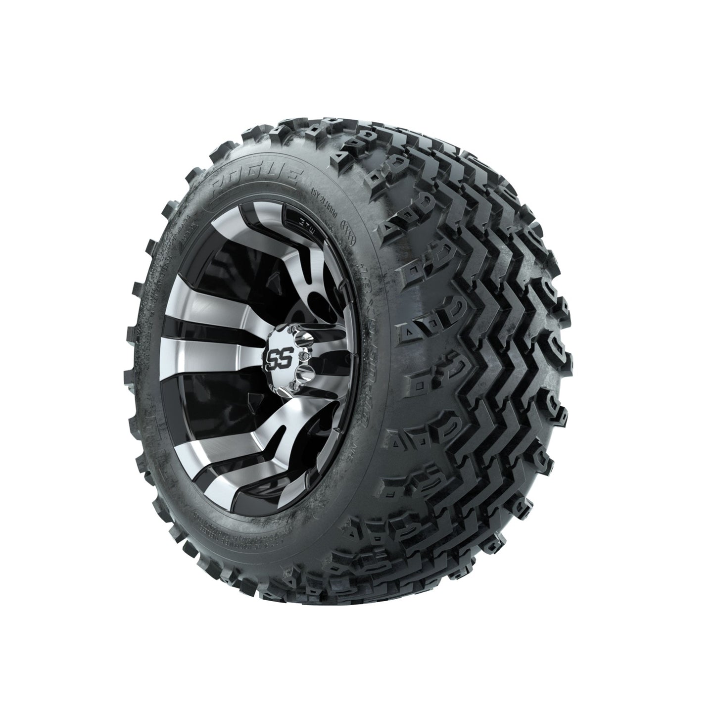 GTW Vampire Machined/Black 10 in Wheels with 18x9.50-10 Rogue All Terrain Tires Full Set