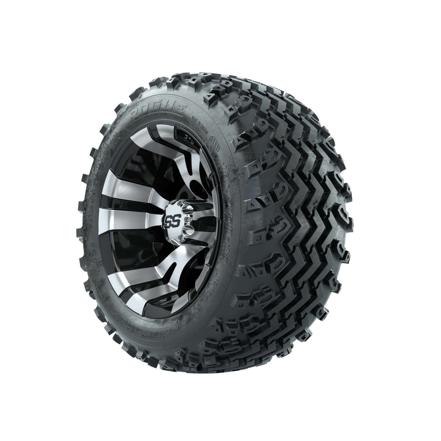 GTW Vampire Machined/Black 10 in Wheels with 18x9.50-10 Rogue All Terrain Tires Full Set