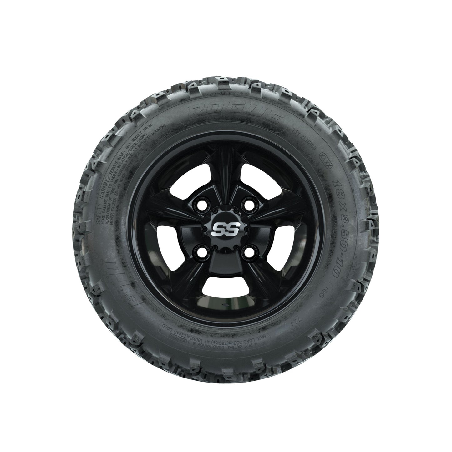 GTW Godfather Black 10 in Wheels with 18x9.50-10 Rogue All Terrain Tires Full Set