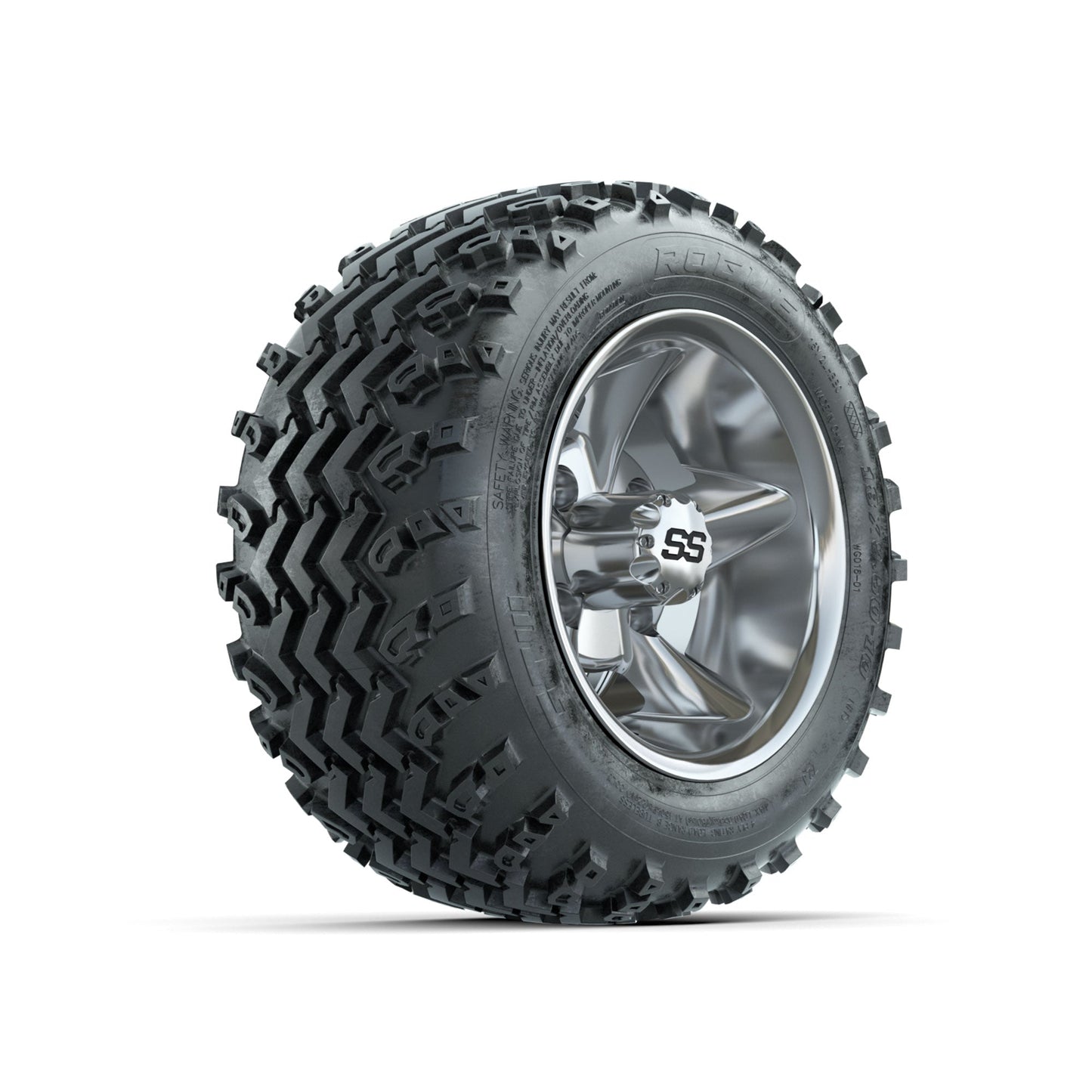 GTW Godfather Chrome 10 in Wheels with 18x9.50-10 Rogue All Terrain Tires Full Set