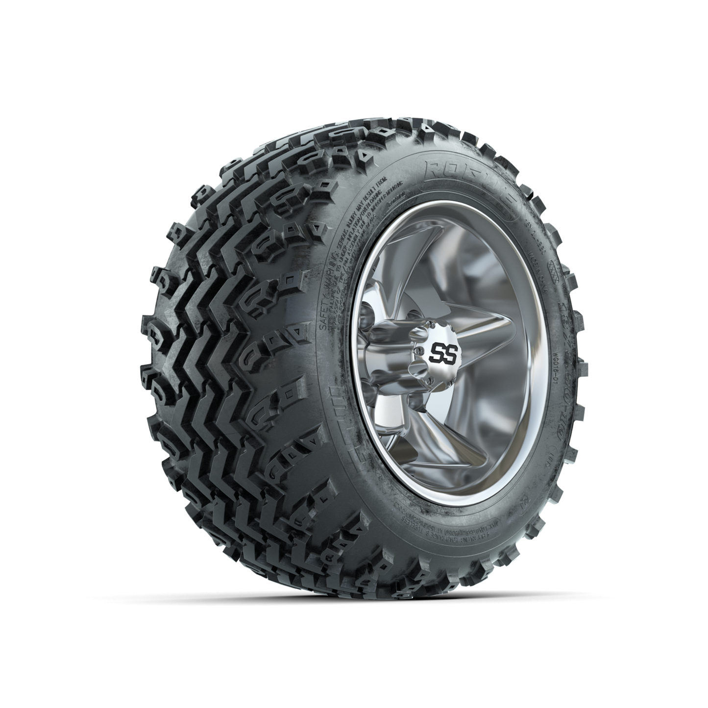 GTW Godfather Chrome 10 in Wheels with 18x9.50-10 Rogue All Terrain Tires Full Set