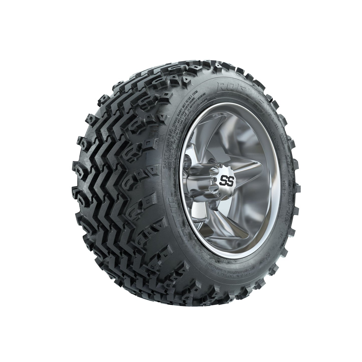 GTW Godfather Chrome 10 in Wheels with 18x9.50-10 Rogue All Terrain Tires Full Set