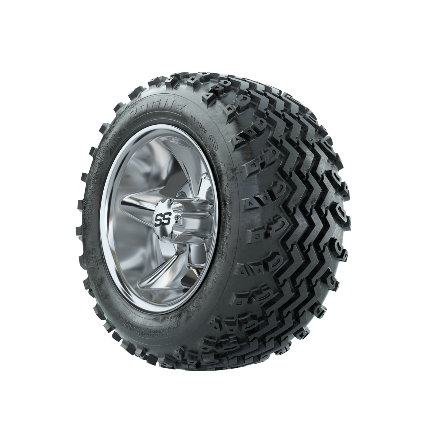 GTW Godfather Chrome 10 in Wheels with 18x9.50-10 Rogue All Terrain Tires Full Set