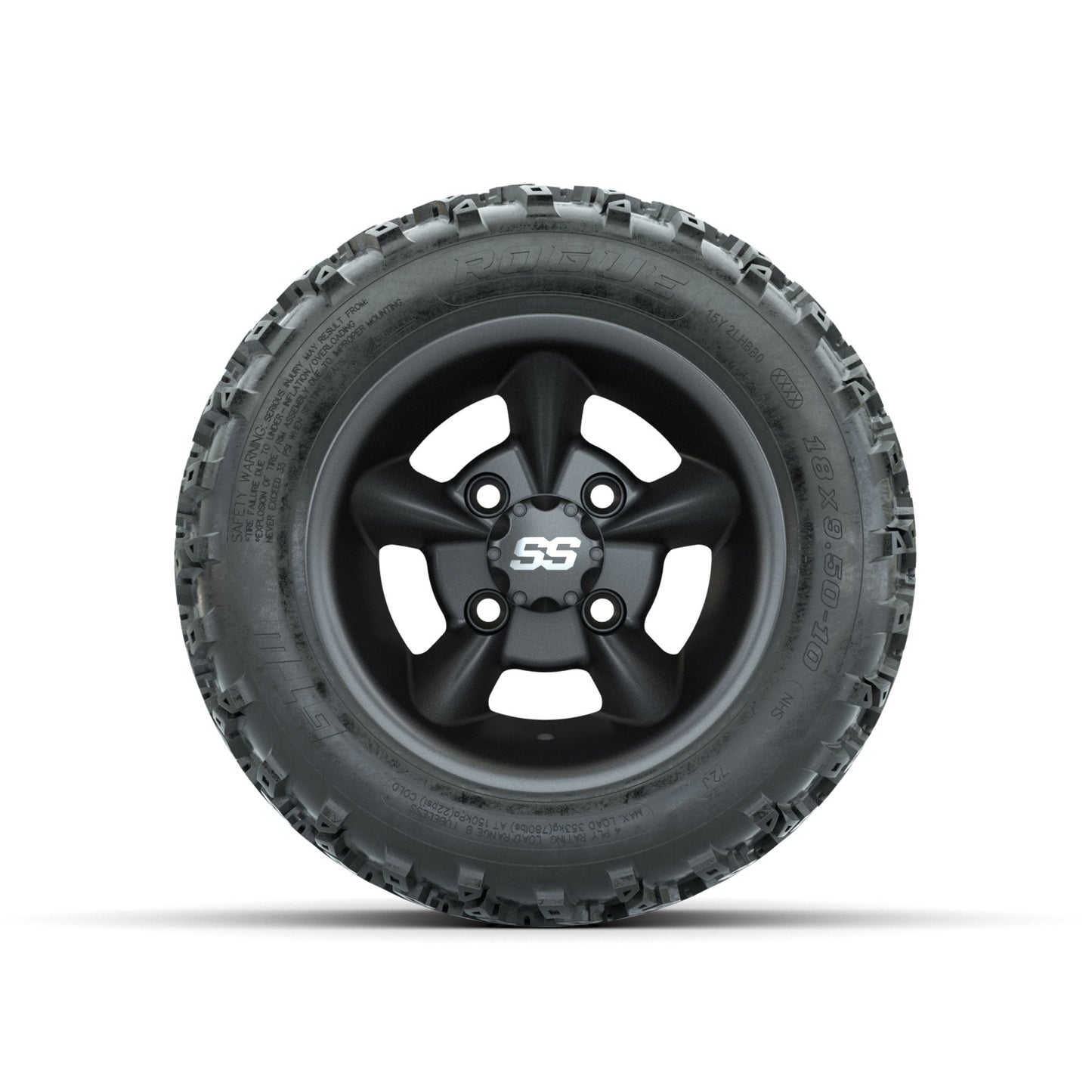GTW Godfather Matte Grey 10 in Wheels with 18x9.50-10 Rogue All Terrain Tires Full Set