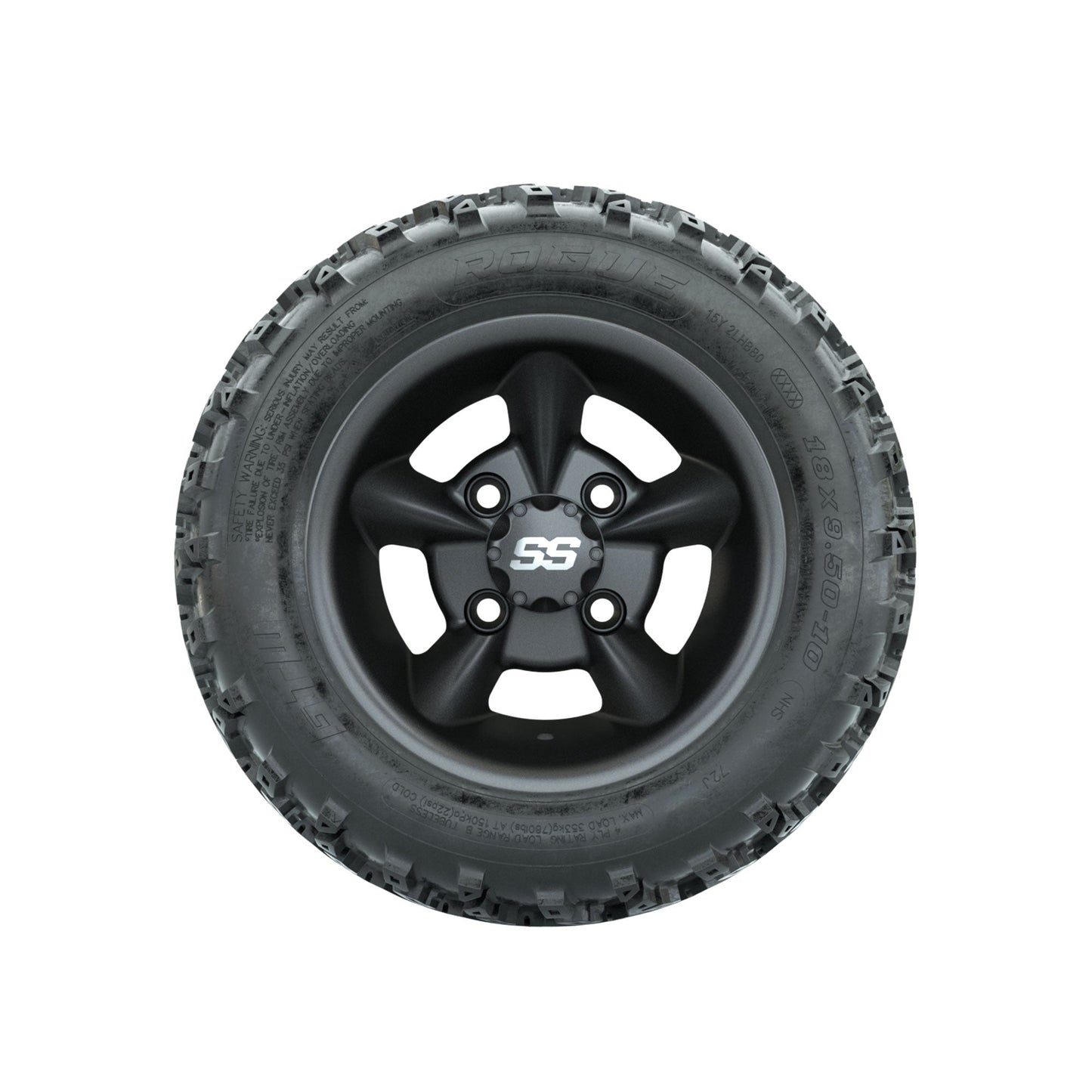 GTW Godfather Matte Grey 10 in Wheels with 18x9.50-10 Rogue All Terrain Tires Full Set