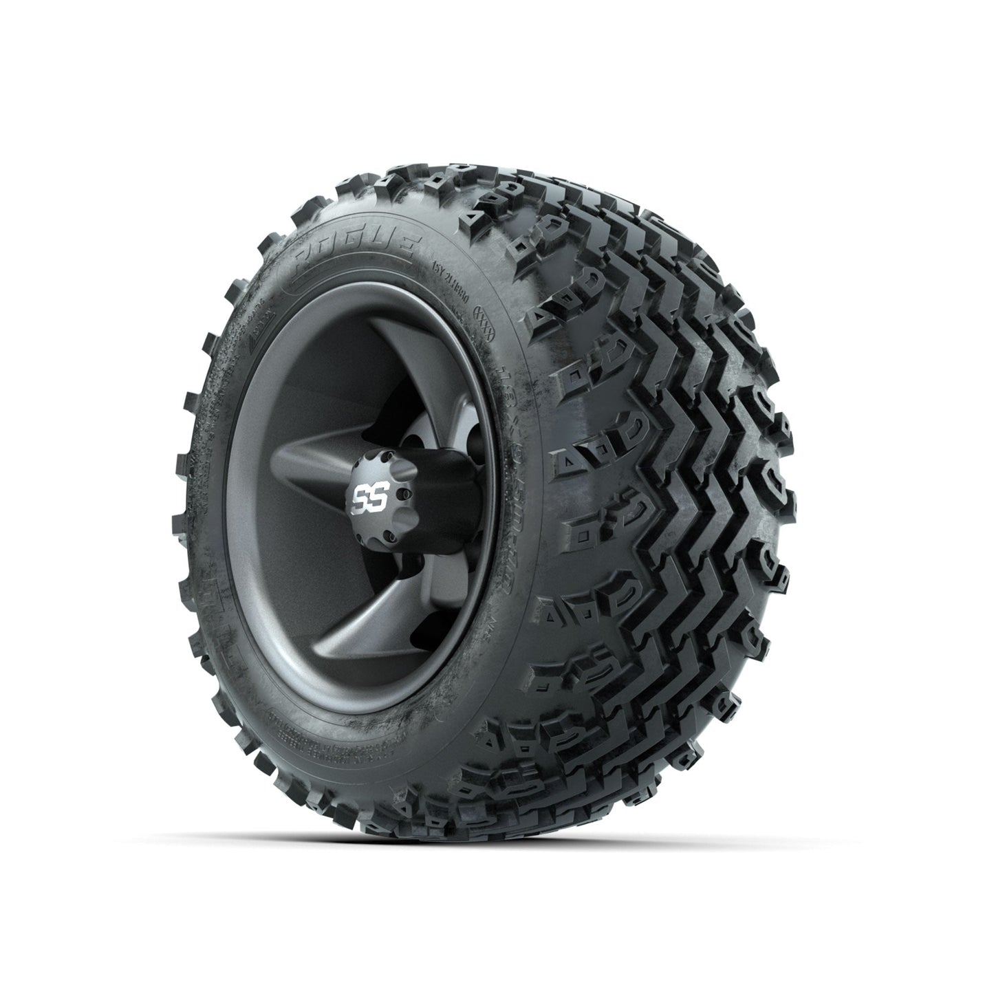 GTW Godfather Matte Grey 10 in Wheels with 18x9.50-10 Rogue All Terrain Tires Full Set