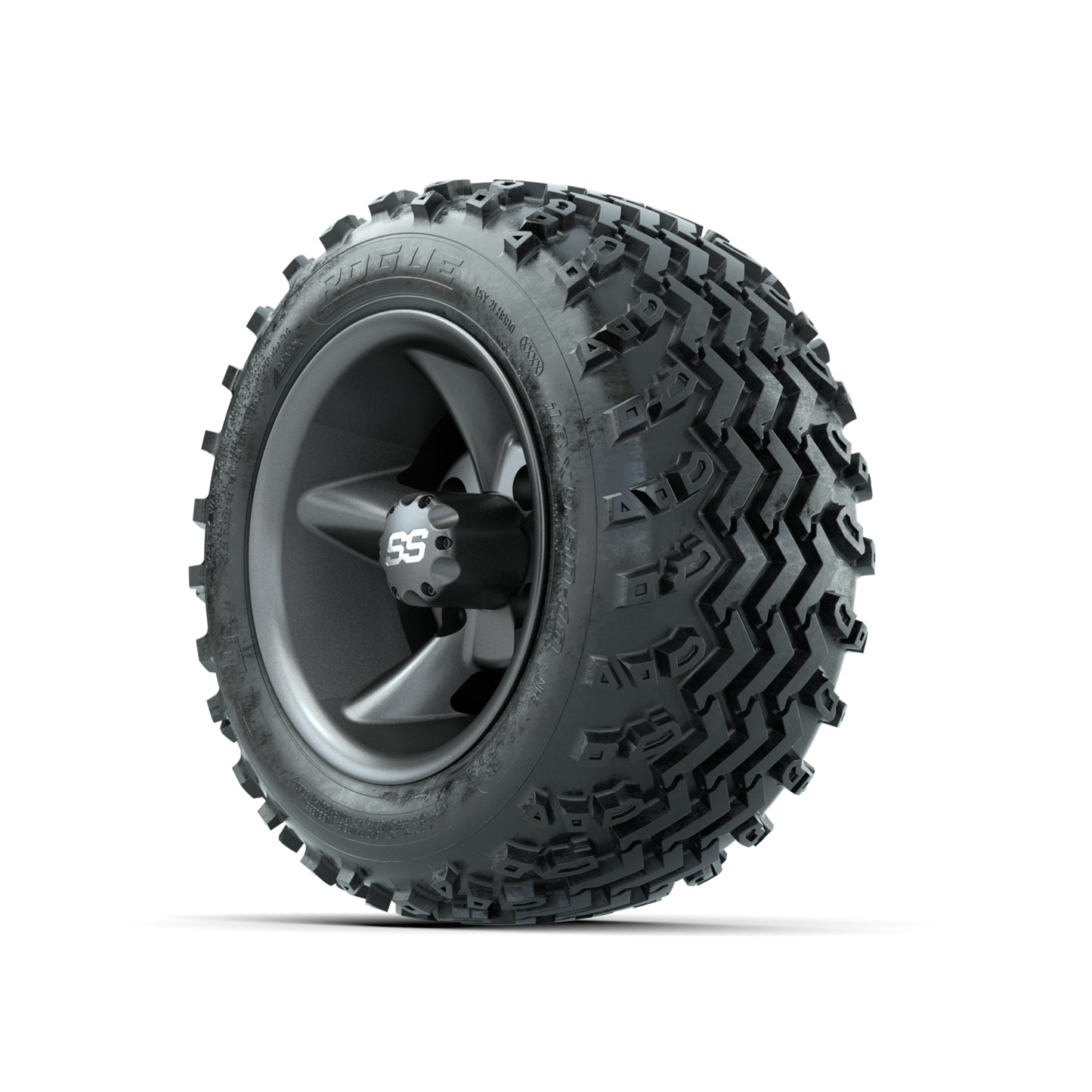 GTW Godfather Matte Grey 10 in Wheels with 18x9.50-10 Rogue All Terrain Tires Full Set