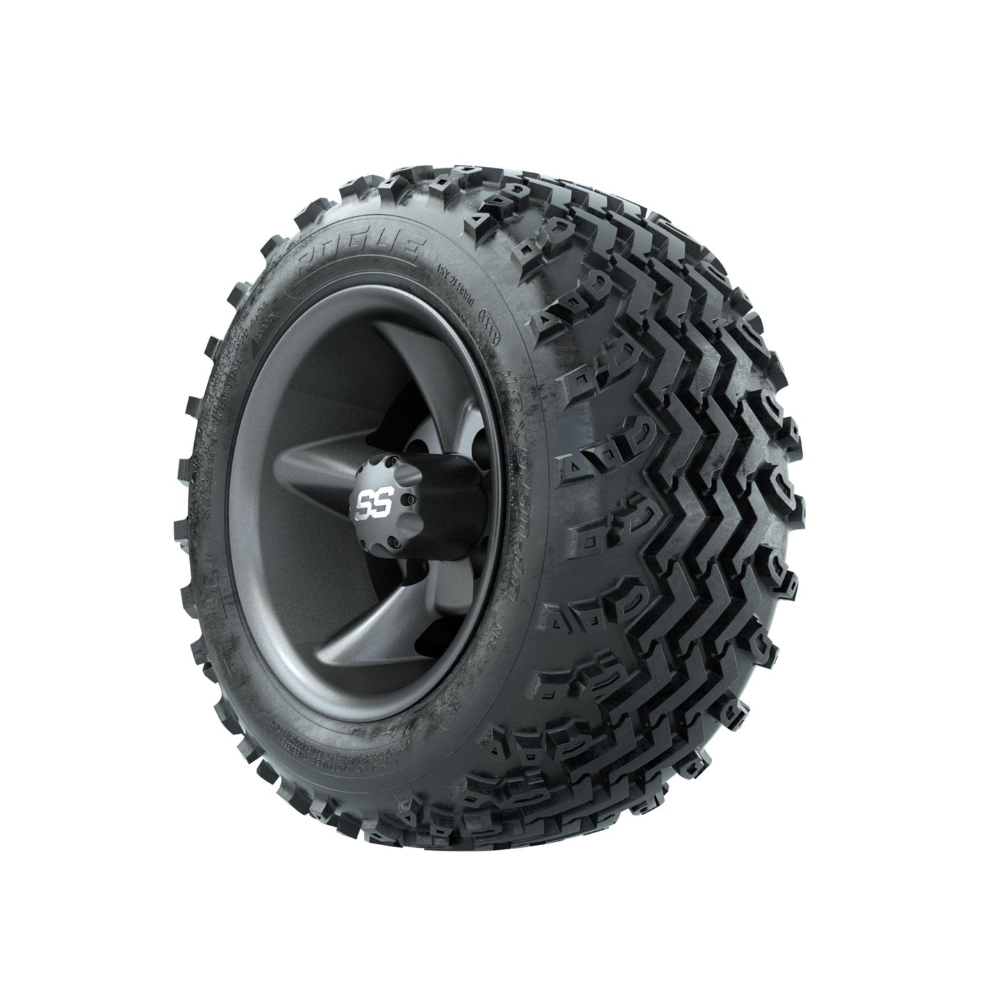 GTW Godfather Matte Grey 10 in Wheels with 18x9.50-10 Rogue All Terrain Tires Full Set