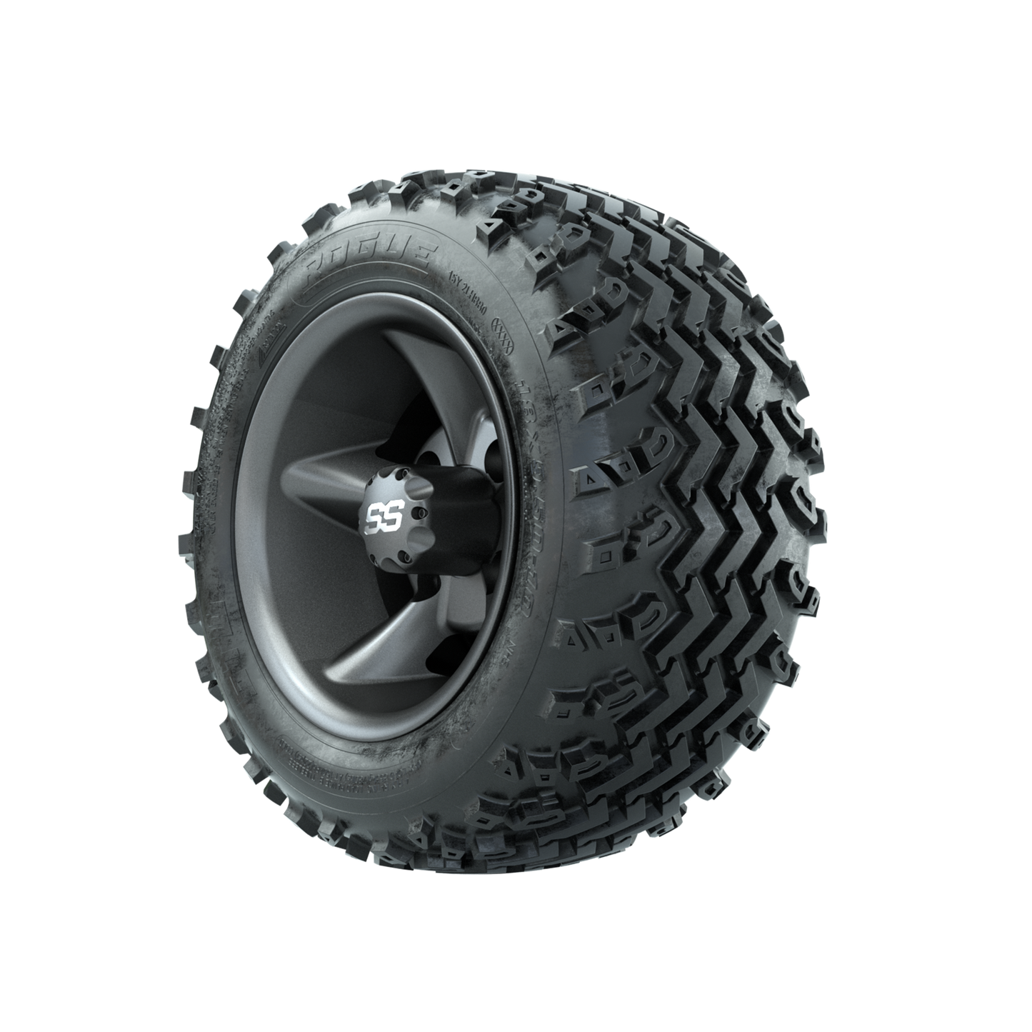 GTW Godfather Matte Grey 10 in Wheels with 18x9.50-10 Rogue All Terrain Tires Full Set