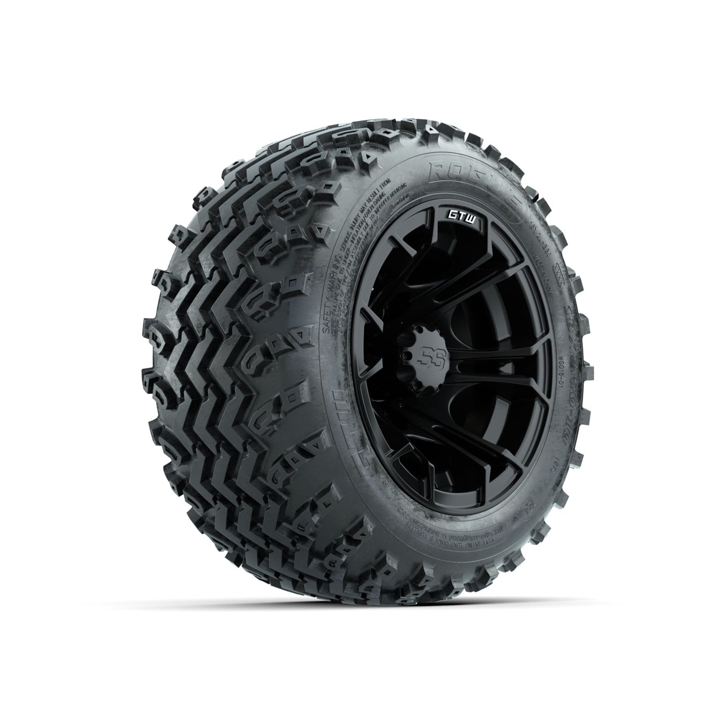 GTW Spyder Matte Black 10 in Wheels with 18x9.50-10 Rogue All Terrain Tires Full Set