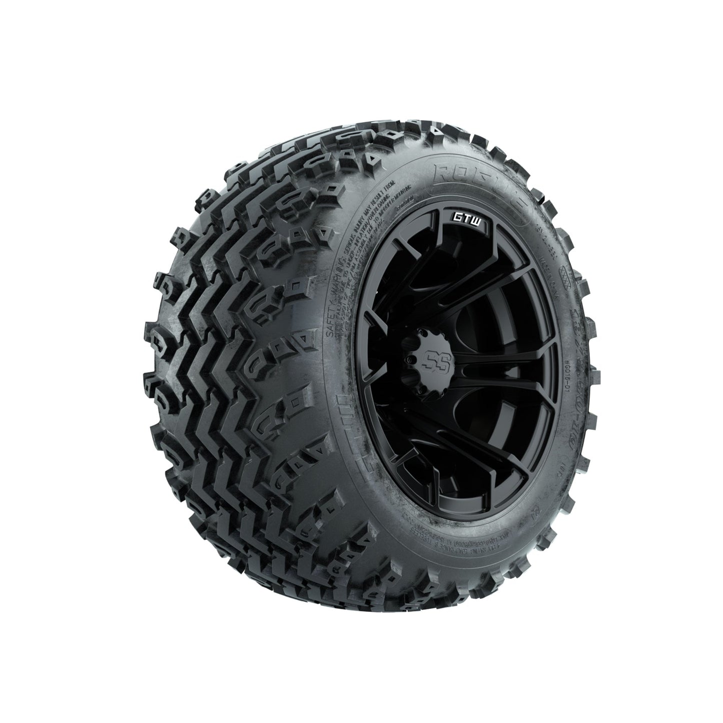 GTW Spyder Matte Black 10 in Wheels with 18x9.50-10 Rogue All Terrain Tires Full Set