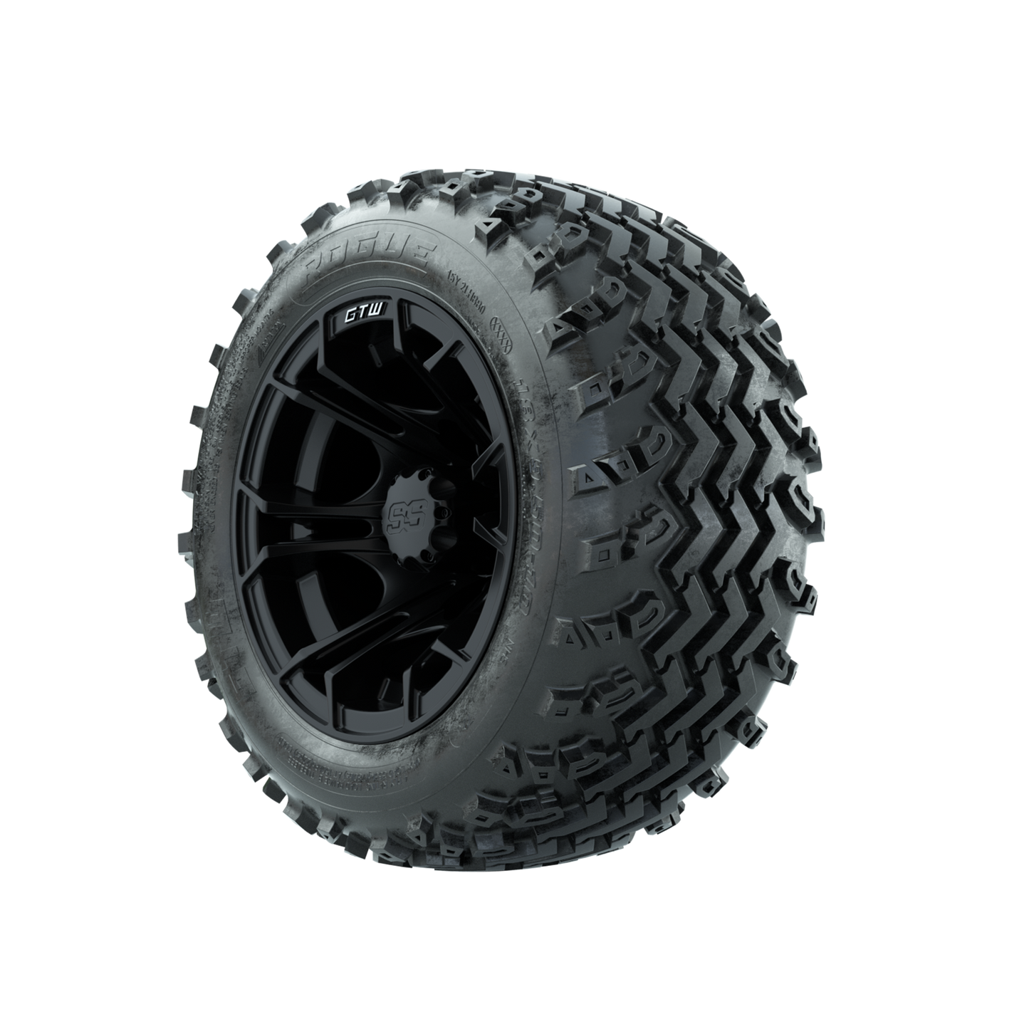 GTW Spyder Matte Black 10 in Wheels with 18x9.50-10 Rogue All Terrain Tires Full Set
