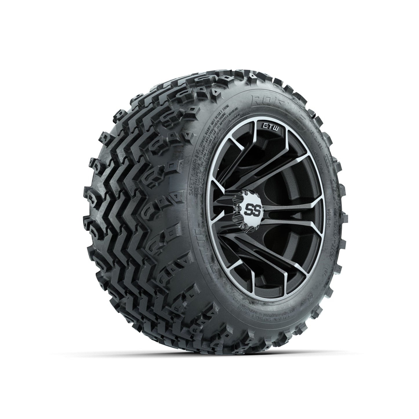 GTW Spyder Machined/Matte Grey 10 in Wheels with 18x9.50-10 Rogue All Terrain Tires Full Set
