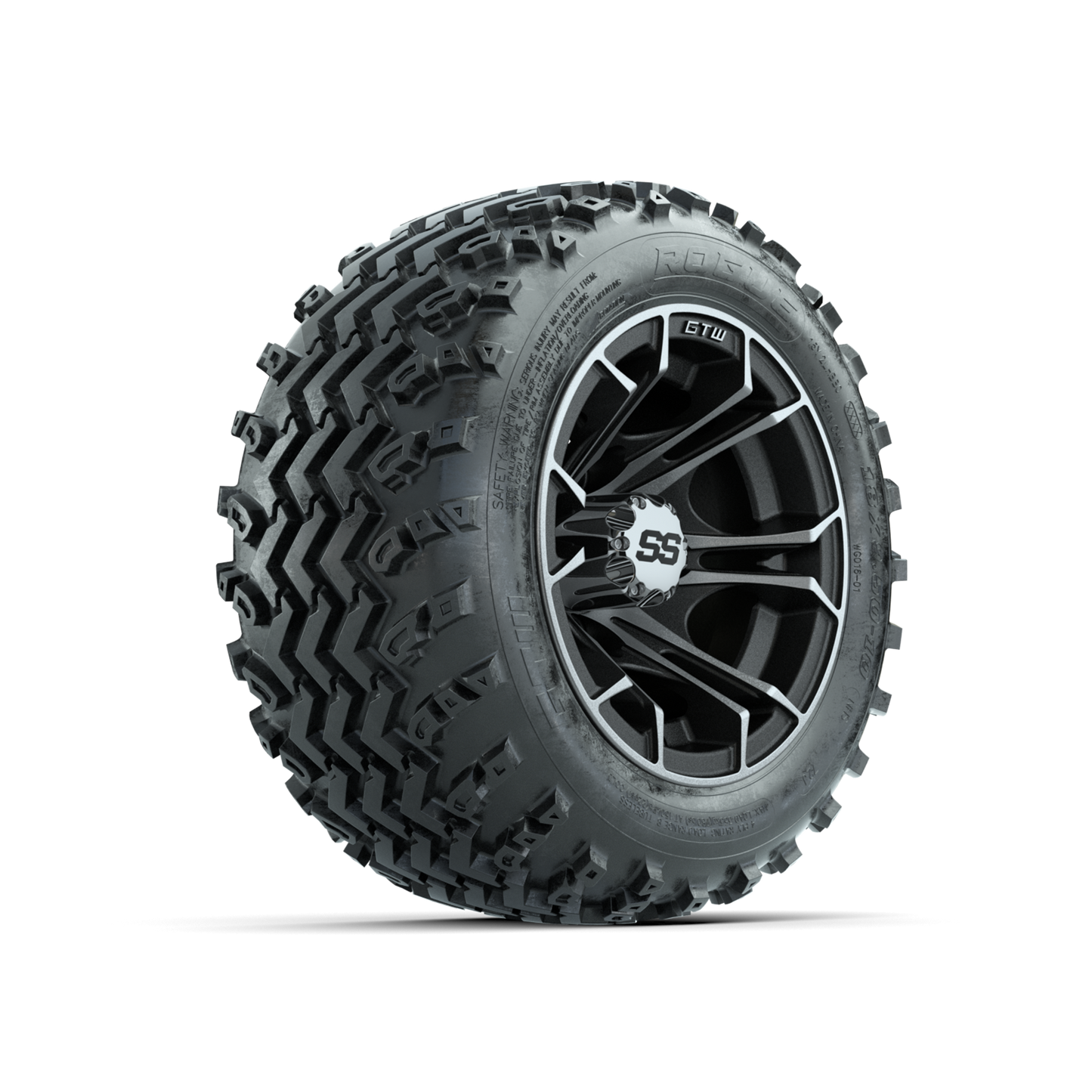 GTW Spyder Machined/Matte Grey 10 in Wheels with 18x9.50-10 Rogue All Terrain Tires Full Set