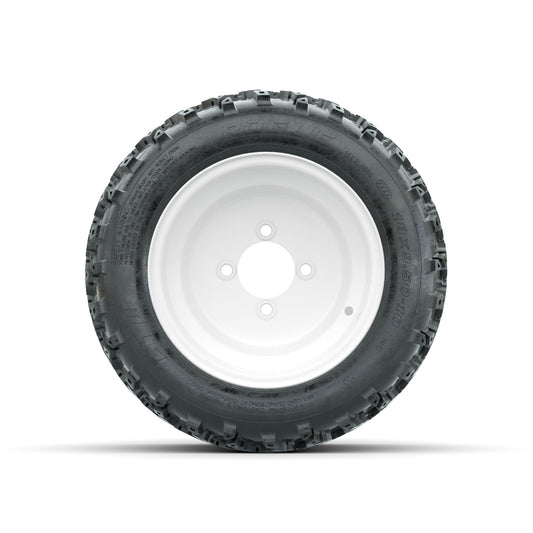 GTW Steel White Centered 10 in Wheels with 18x9.50-10 Rogue All Terrain Tires Full Set