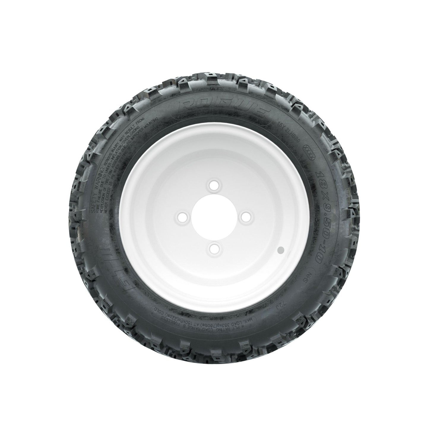 GTW Steel White Centered 10 in Wheels with 18x9.50-10 Rogue All Terrain Tires Full Set