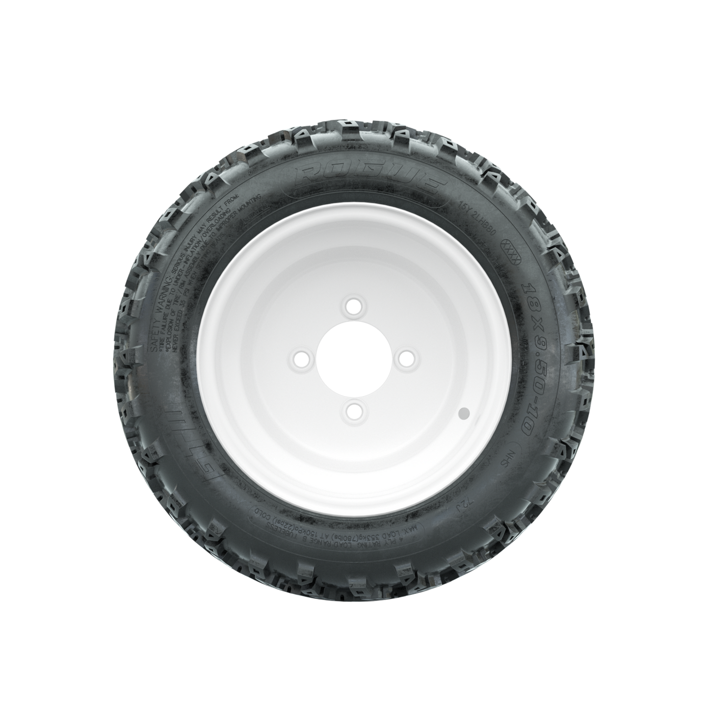 GTW Steel White Centered 10 in Wheels with 18x9.50-10 Rogue All Terrain Tires Full Set