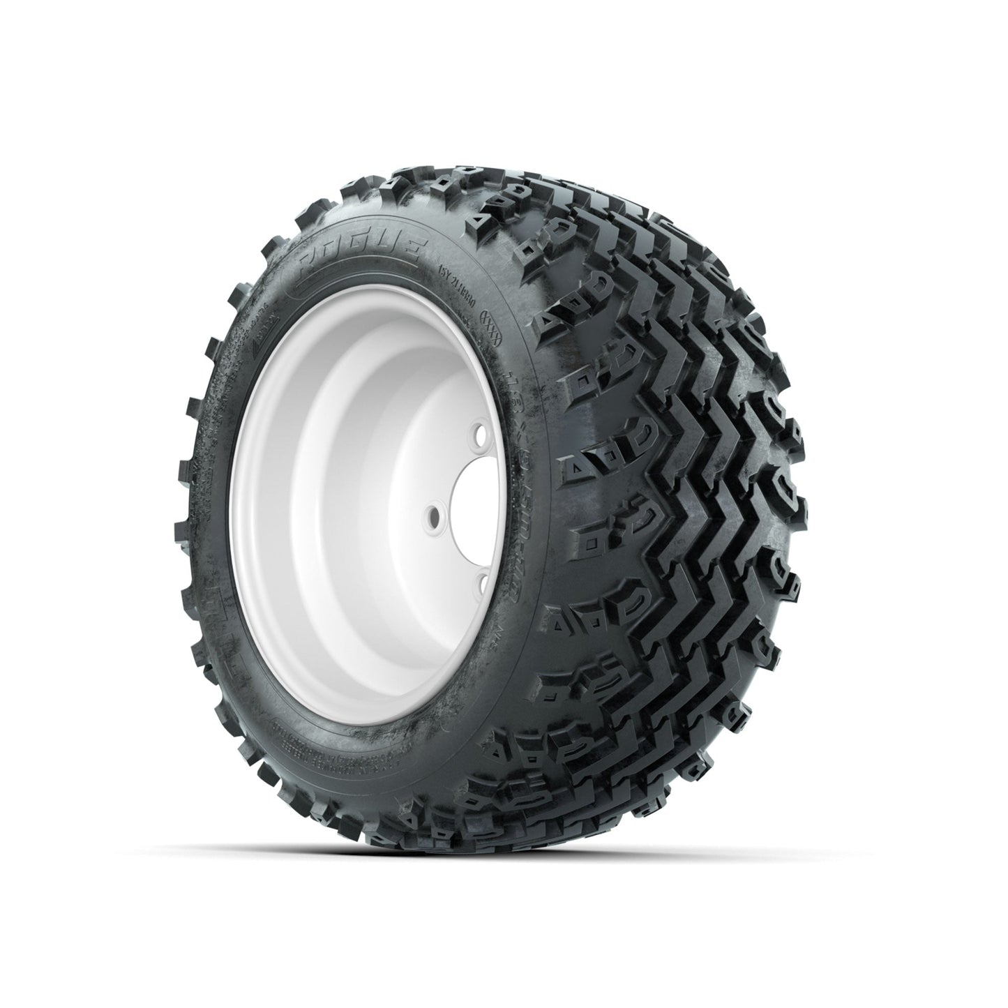 GTW Steel White Centered 10 in Wheels with 18x9.50-10 Rogue All Terrain Tires Full Set