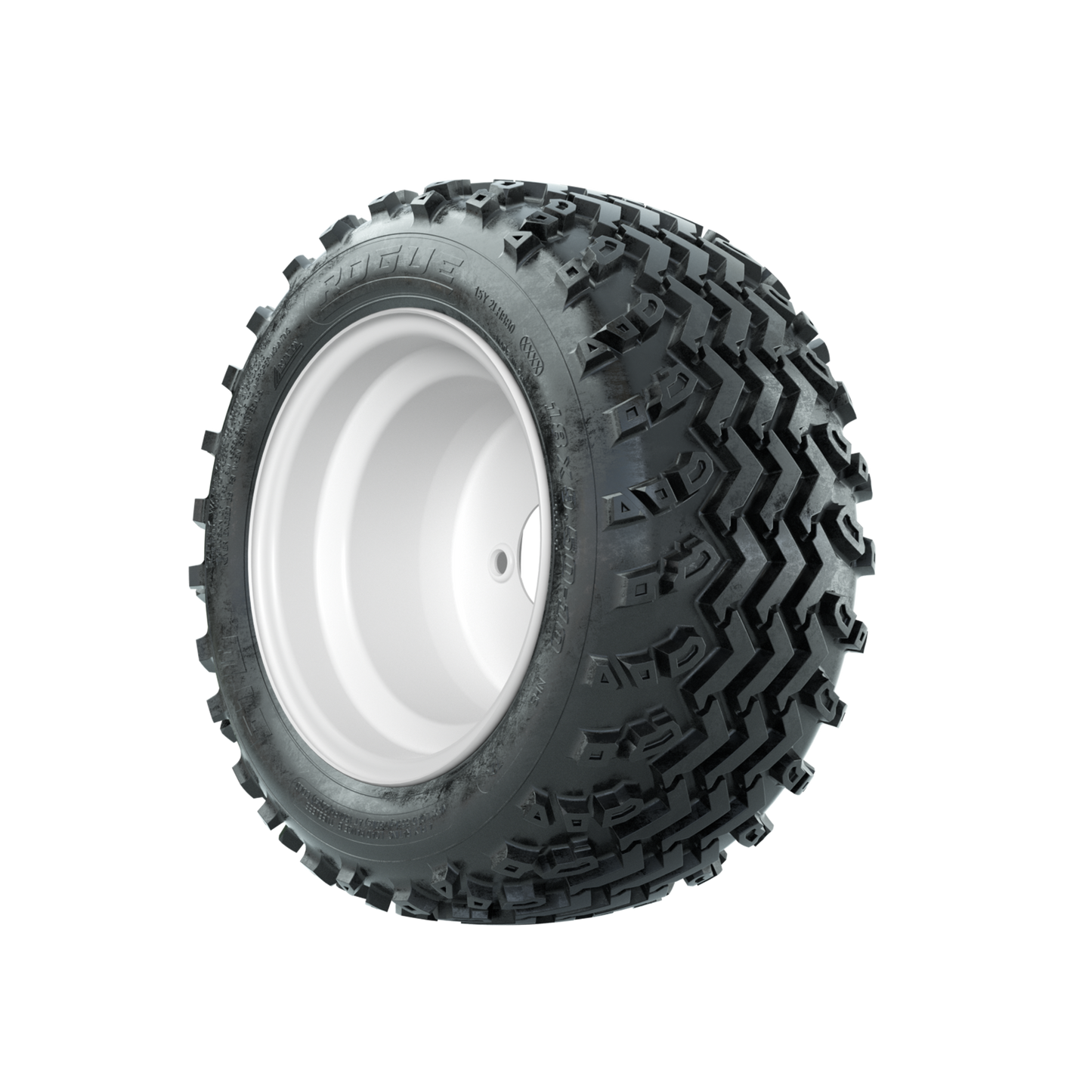 GTW Steel White 3:5 Offset 10 in Wheels with 18x9.50-10 Rogue All Terrain Tires Full Set