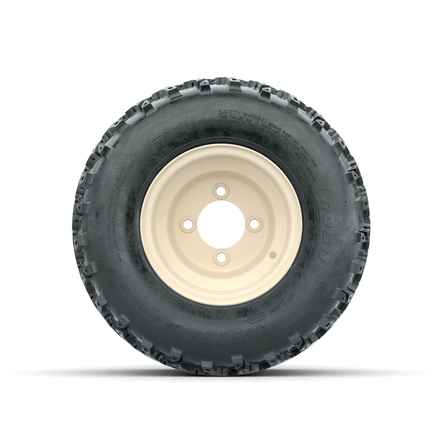 GTW Steel Yamaha Ivory Centered 8 in Wheels with 18x9.50-8 Rogue All Terrain Tires Full Set