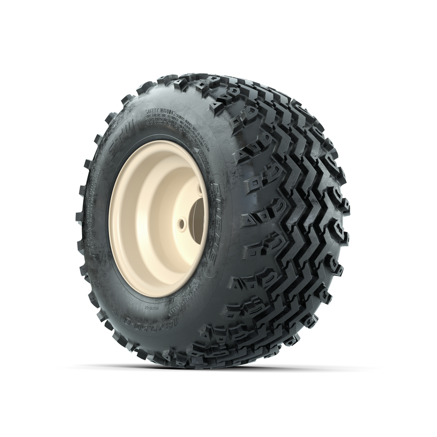 GTW Steel Yamaha Ivory Centered 8 in Wheels with 18x9.50-8 Rogue All Terrain Tires Full Set