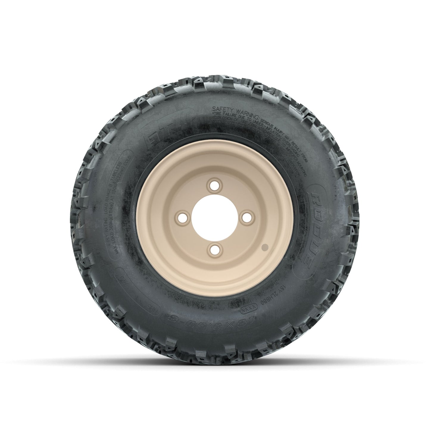 GTW Steel Club Car Beige Centered 8 in Wheels with 18x9.50-8 Rogue All Terrain Tires Full Set