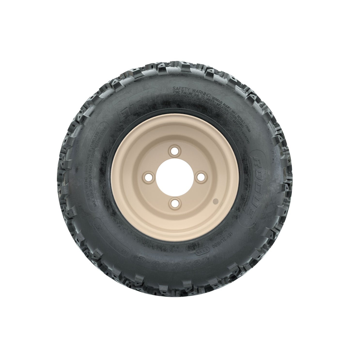 GTW Steel Club Car Beige Centered 8 in Wheels with 18x9.50-8 Rogue All Terrain Tires Full Set