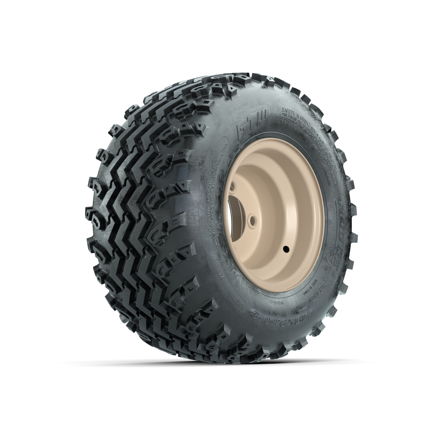 GTW Steel Club Car Beige Centered 8 in Wheels with 18x9.50-8 Rogue All Terrain Tires Full Set