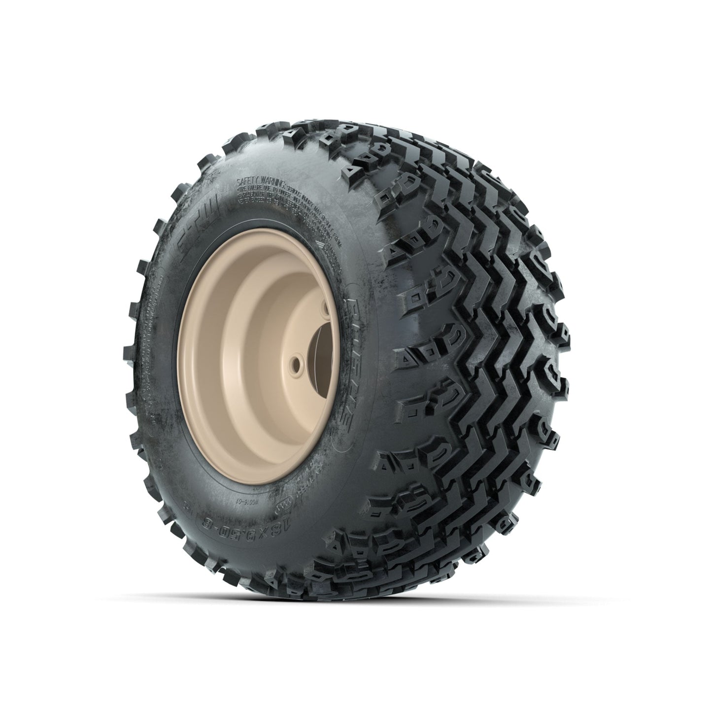 GTW Steel Club Car Beige Centered 8 in Wheels with 18x9.50-8 Rogue All Terrain Tires Full Set