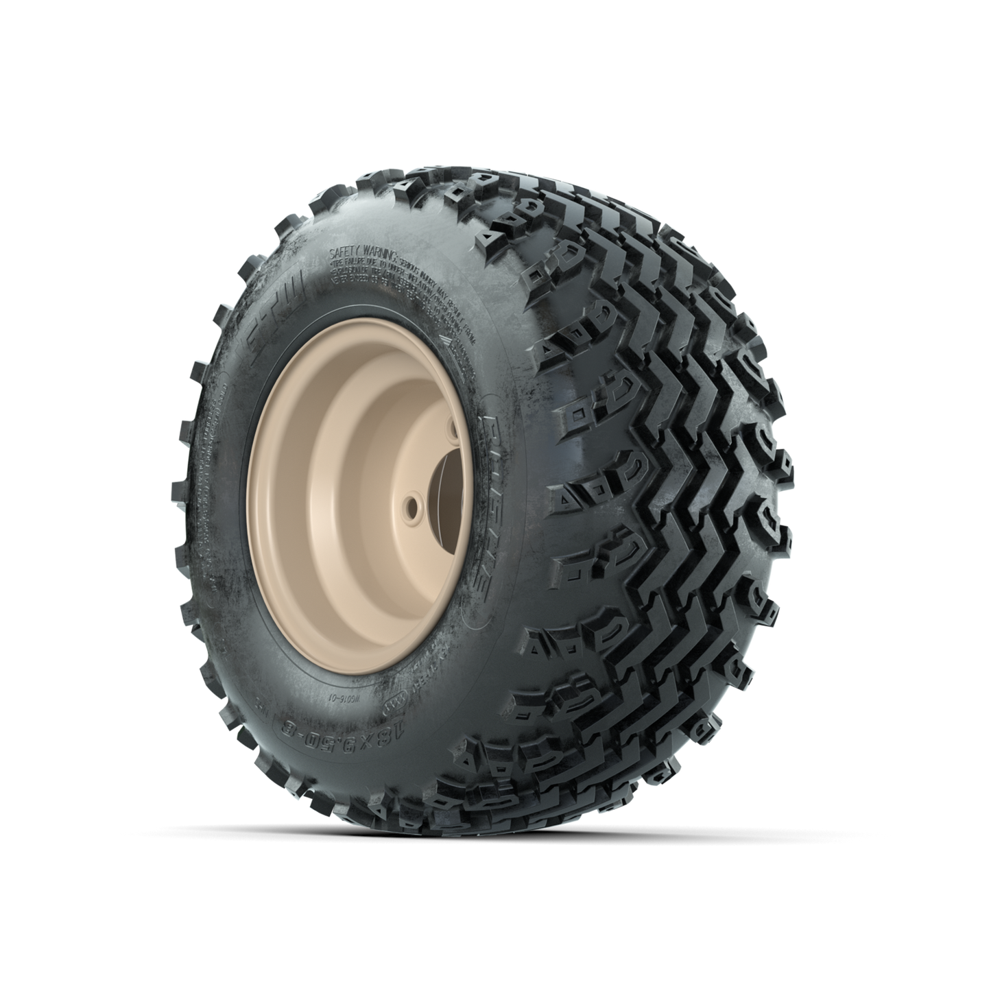 GTW Steel Club Car Beige Centered 8 in Wheels with 18x9.50-8 Rogue All Terrain Tires Full Set