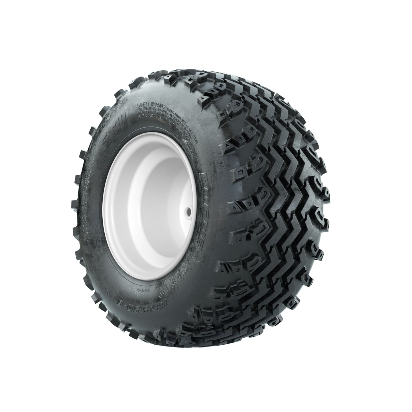 GTW Steel White 2:5 Offset 8 in Wheels with 18x9.50-8 Rogue All Terrain Tires Full Set