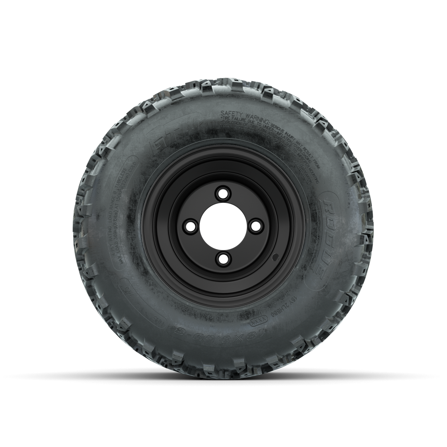 GTW Steel Matte Black 2:5 Offset 8 in Wheels with 18x9.50-8 Rogue All Terrain Tires – Full Set
