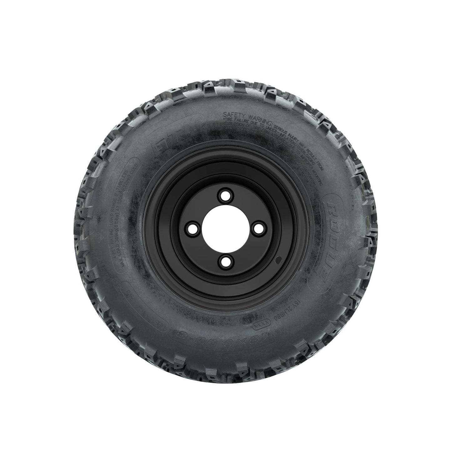 GTW Steel Matte Black 2:5 Offset 8 in Wheels with 18x9.50-8 Rogue All Terrain Tires – Full Set