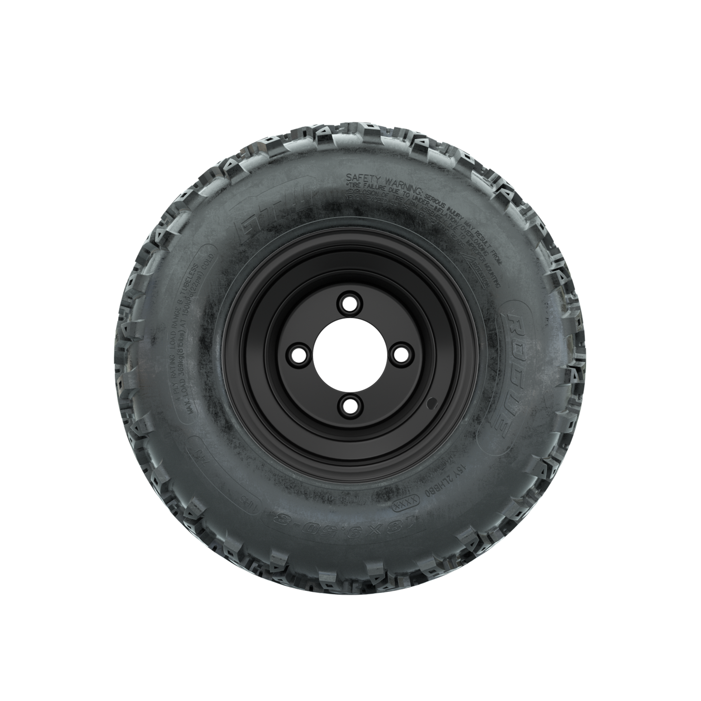 GTW Steel Matte Black 2:5 Offset 8 in Wheels with 18x9.50-8 Rogue All Terrain Tires – Full Set