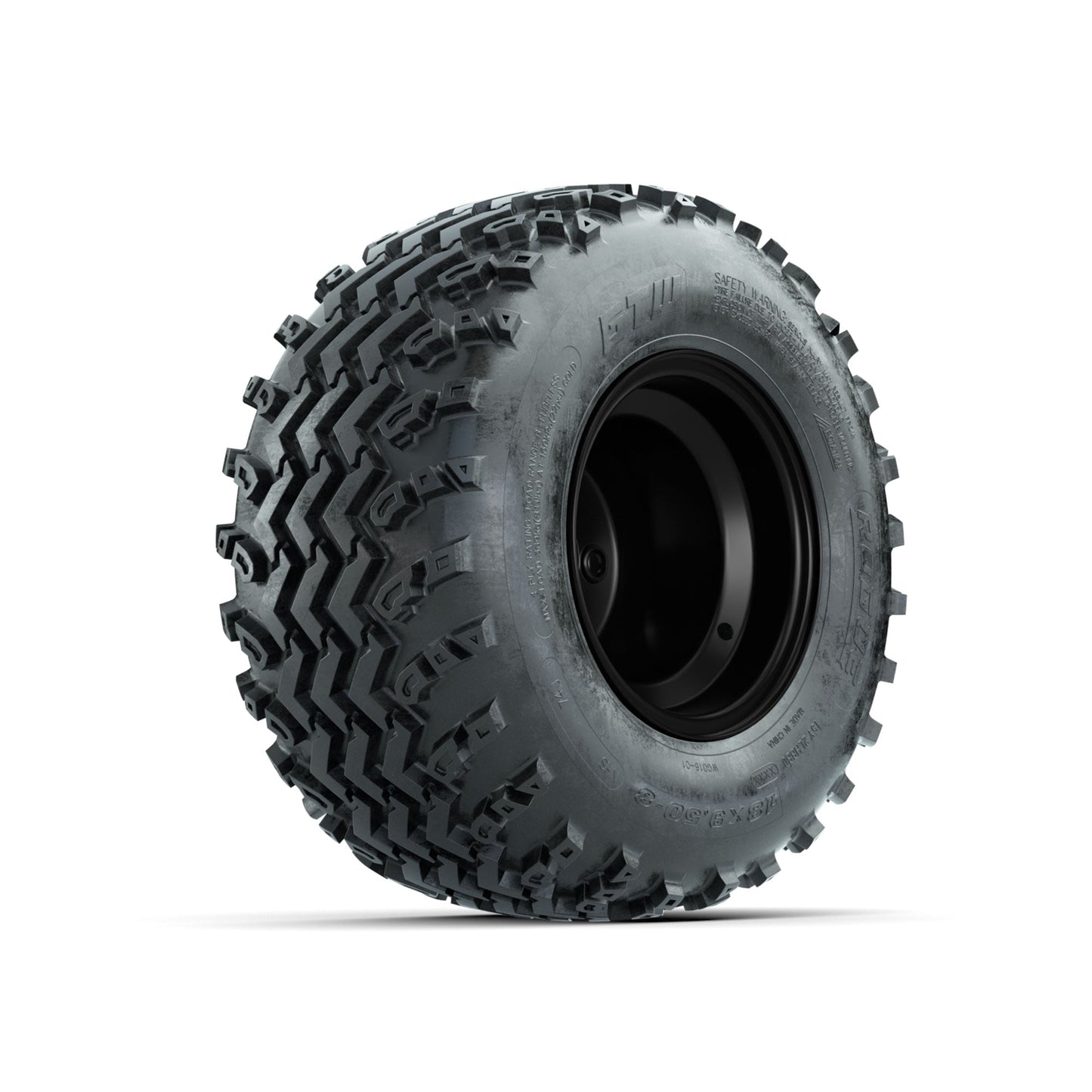 GTW Steel Matte Black 2:5 Offset 8 in Wheels with 18x9.50-8 Rogue All Terrain Tires – Full Set